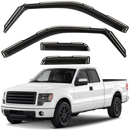 Window Deflectors Smoke Tinted in (For F150 04-14 SuperCab)