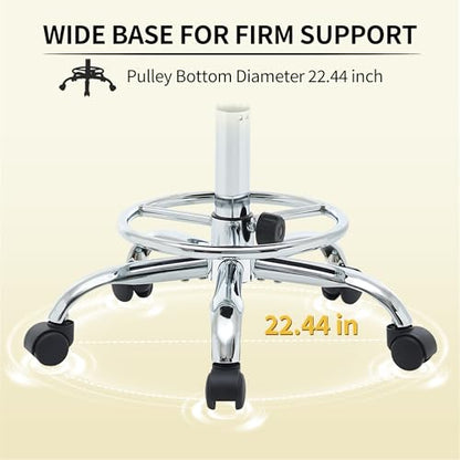Rolling Stool with Back (Black / With Back & Footrest)