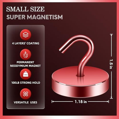 Magnetic Hooks Steel Tube Design for Cruise (Red / 100lb Magnetic Hooks)