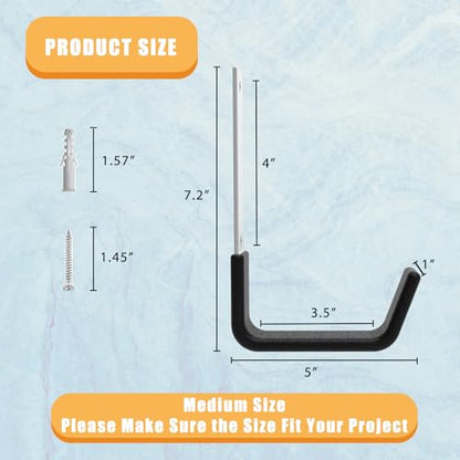 Heavy Duty Utility Hooks for Wall Mount (2 Medium)