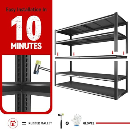 78" H Storage Shelves (5-Tier,55" W x 26" D x 78" H)