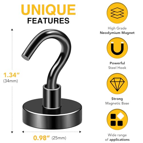 Magnetic Hooks 20pcs 85lbs Cruise Essentials 2026 Magnet Hook Black