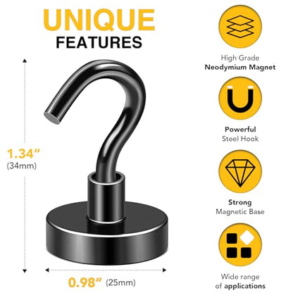 Magnetic Hooks 20pcs 85lbs Cruise Essentials 2026 Magnet Hook Black