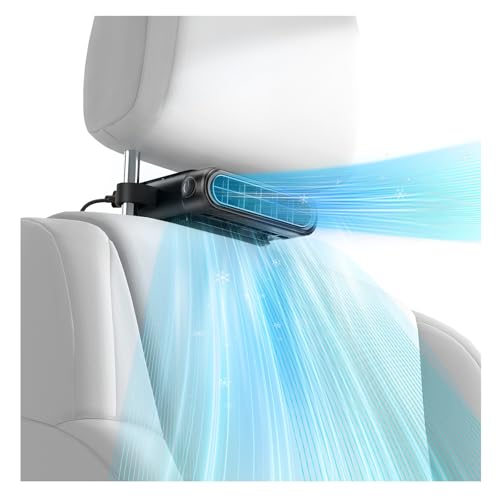 Car Seat Fan with Dual Airflow for Back Cooling & Baby Rear Facing (Black)