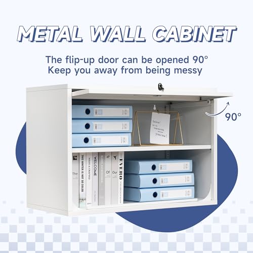 Metal Wall Cabinet with Locking Door and Shelf (21.65"H / White)