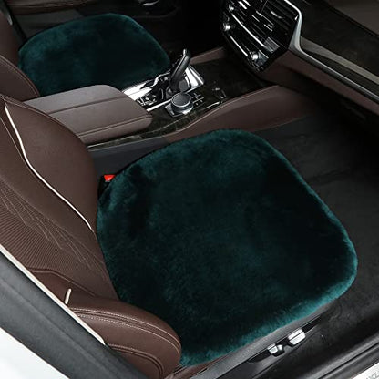 Genuine Sheepskin Car Seat Cushion Seat Covers for Cars Trucks SUV Comfort Seat Protector Pad for Car Driver Seat Car Accessories for Women Office Chair Decor (Aquamarine / Front Seat Cushion-1 Pc)