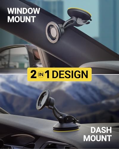 MagicMount™ SMSWD Magnetic Phone Holder for Car Dashboard (Window / Dash Suction / 1 Pack / Black)