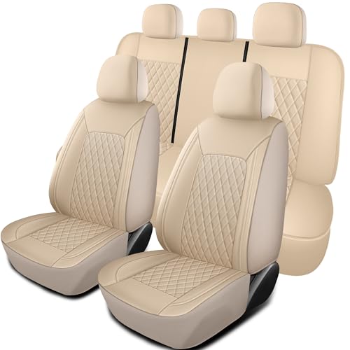 Solid Black Full Set Car Seat Covers (N1 Beige / Full Set)