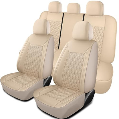 Solid Black Full Set Car Seat Covers (N1 Beige / Full Set)