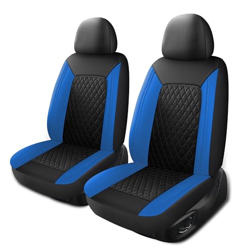 Faux Leather Front Car Seat Covers (N1 Black Blue / Front Seat)