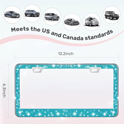2 Pack License Plate Frames for Women (Blue（2PCS）)