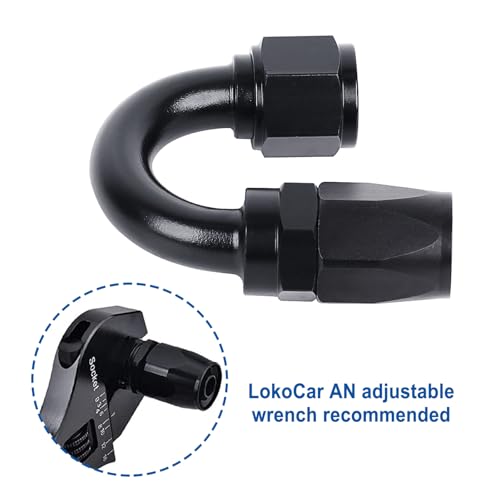Swivel 6AN Fitting 180 Degree For CPE Braided Hose End Black 2Pcs (6AN 180° 2Pcs)