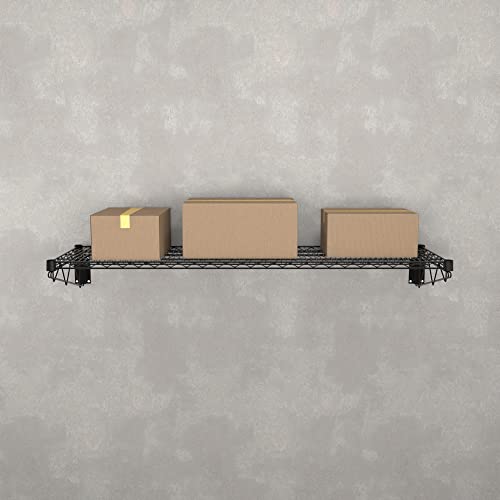18" x 60" Black Epoxy Wire Wall Mount Shelf (Black / 18" x 60")