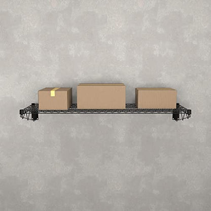 18" x 60" Black Epoxy Wire Wall Mount Shelf (Black / 18" x 60")
