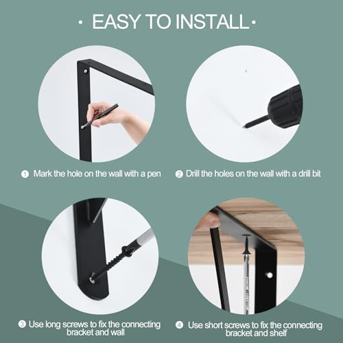 20 Pack L20 x H 12" Black Heavy Duty Shelf Brackets with Screws Metal Shelf Brackets Shelf Support Angle Brackets for Shelves L Brackets Heavy Duty Floating Shelf (20 Pack-Black / 20''x12'')