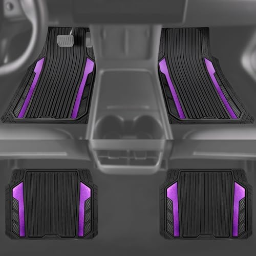 Heavy Duty Rubber Car Mats Metallic (BLack Purple)