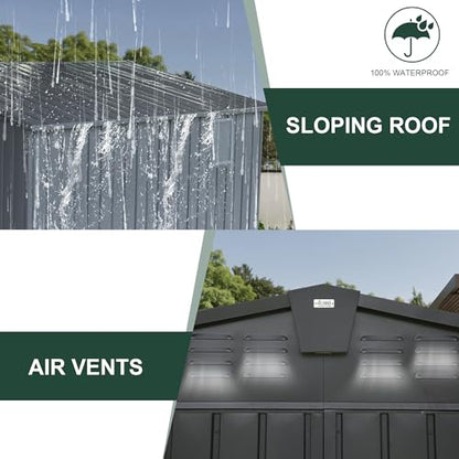 Domi Outdoor Storage Shed 11' x 9' (11' x 9' Gable Roof / Dark Gray)