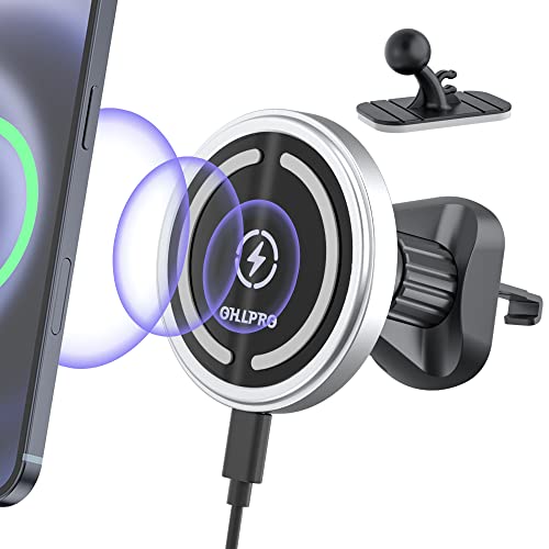 for MagSafe Car Mount Charger iPhone Wireless Car Charger (Silver)