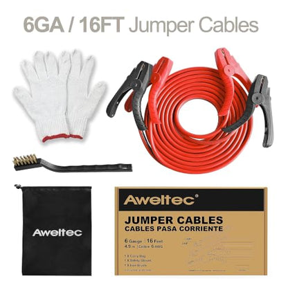 6 Gauge 16 Feet Jumper Cables with LED Light (6 Gauge 16 feet (LED))