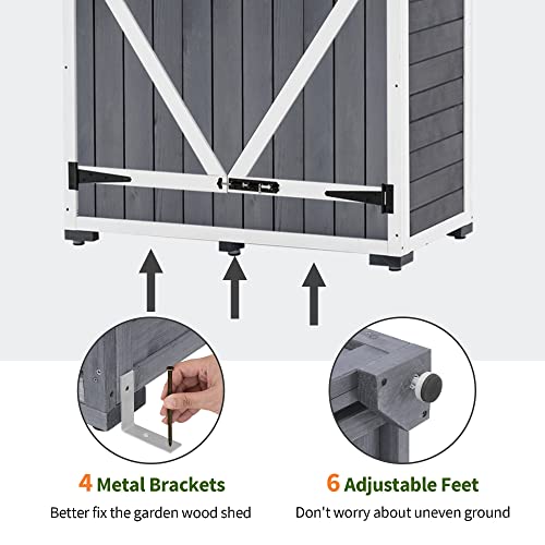 Outdoor Storage Cabinet with 2 Shelves (Gray)