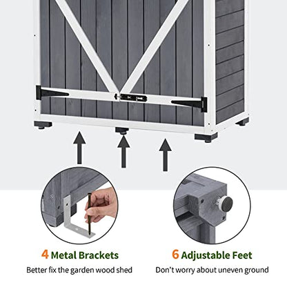 Outdoor Storage Cabinet with 2 Shelves (Gray)