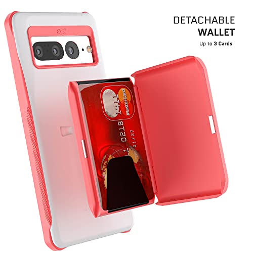 EXEC Google Pixel 7 Pro Wallet Case with Detachable Magnetic Credit Card Holder Heavy Duty Drop Protection Supports Wireless Charging Phone Cover Designed for 2022 Pixel 7 Pro (Pixel 7 Pro / Pink)