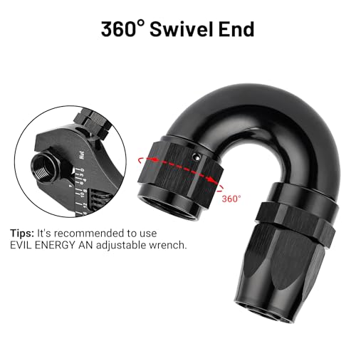 10AN 180 Degree One Piece Full Flow Hose End Fitting Swivel for CPE Braided Hose (10AN / 180 Degree)