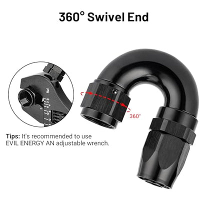 10AN 180 Degree One Piece Full Flow Hose End Fitting Swivel for CPE Braided Hose (10AN / 180 Degree)