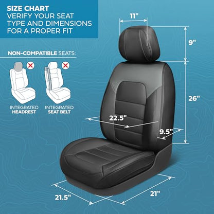 Curated Slate Ridge Napa Leather Seat Covers for Cars & SUVs (Slate Ridge / Front Seats)