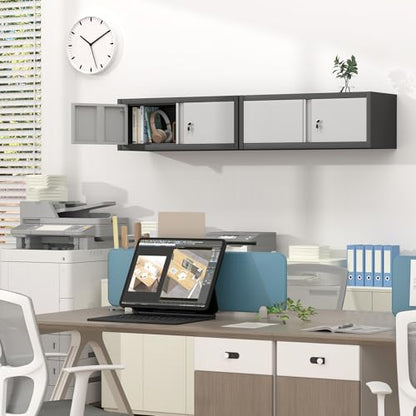 Metal Garage Storage Cabinets (Black/Grey / 12.8"H)