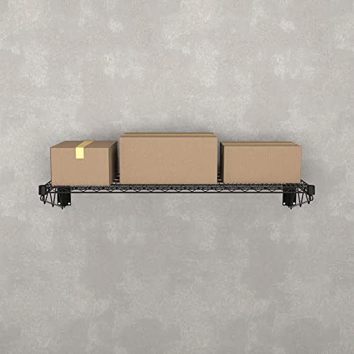 18" x 48" Black Epoxy Wire Wall Mount Shelf (Black / 18" x 48")