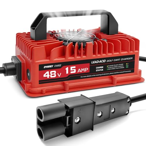 15 Amp 48 Volt Golf Cart Battery Charger for Yamaha G19 (Red)