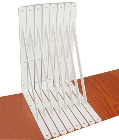 8 Pack L14 x H 10" White Heavy Duty Shelf Brackets with Screws Metal Shelf Brackets Shelf Support Angle Brackets for Shelves L Brackets Heavy Duty Floating Shelf (8 Pack-White / 14''x10'')