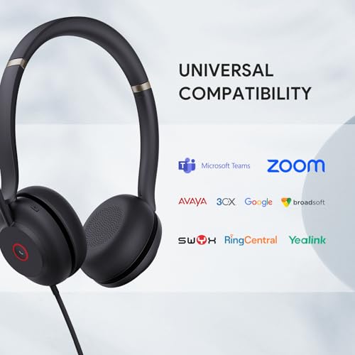 UH37 USB Headset with Mic Mono Wired Headphone for Office USB (UH37 USB-C/A / Mono-Ear (Teams))