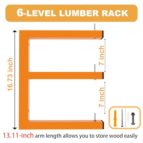 4 Pack Wall Mounted Lumber Rack (C– 4 Pack, 6 Level)