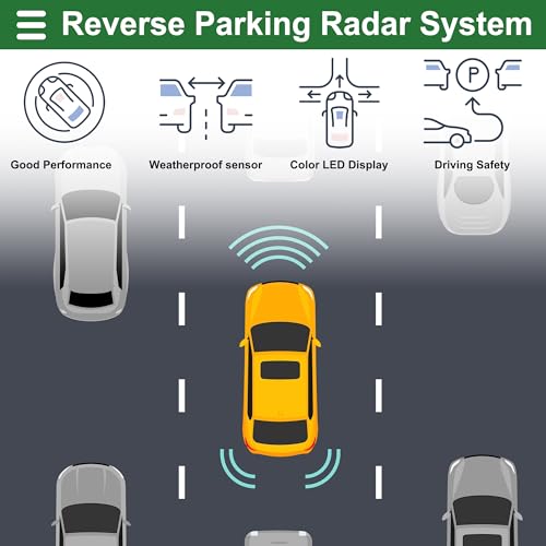 Universal Car Auto Vehicle Reverse Backup Radar System Reverse Parking Sensors Alarm Buzzer Reminder Distance Detection Red 8 Parking Sensors (Red)