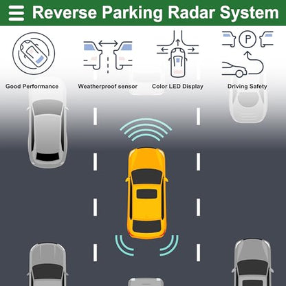 Universal Car Auto Vehicle Reverse Backup Radar System Reverse Parking Sensors Alarm Buzzer Reminder Distance Detection Black 2 Pcs Parking Sensors (Black)