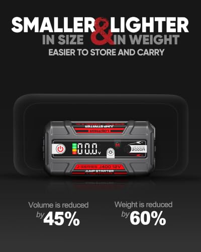 J400 Portable Jump Starter for Upto 8.0L Gas & 6.0L Diesel Engines (Red)