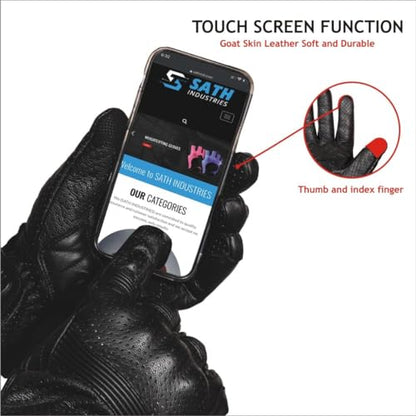 Leather Motorcycle Gloves for Men and Women (Medium / Perforated)
