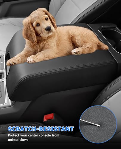 Center Console Cover for Ford F150 Accessories 2015 (black stitches / 2015-2020)