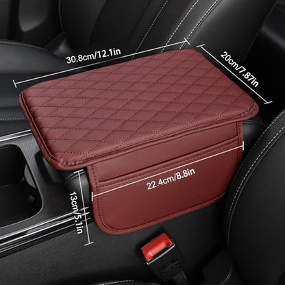Memory Cotton Leather Car Armrest Box Pad (Brown)