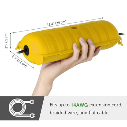 Outdoor Extension Cord Safety Cover (Yellow / Medium Box: 9.5" L x 3" W x 2.9" H)