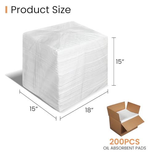 15"x18" Oil Absorbent Pads 200 Pack ((15"x18", 200pcs))