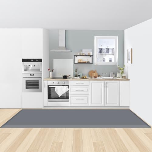 0.8" Thick Kitchen Mat Cushioned Anti Fatigue Rug Comfort Floor Mats (Grey / 108"L x 30"W x 0.8"Th)
