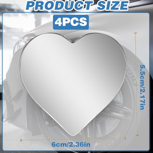 4Pcs Cars blind spot mirror Heart Shaped Car Side Mirror Car Accessories Adjustabe Angle Removable Wide Angle Convex RearView Mirror Enhanced Safety Universal Stick (Heart-4Pcs)