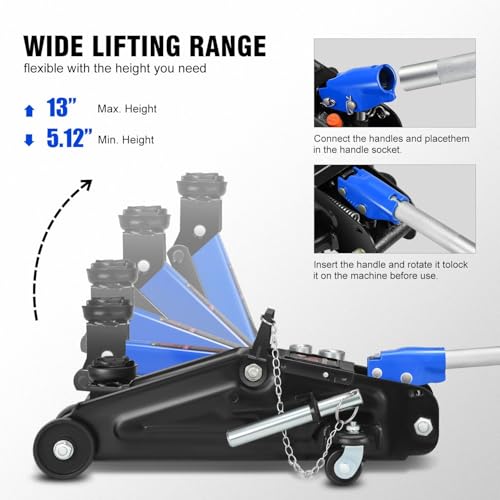 Floor Jack with Socket and Lock (Blue / 2 ton(w/ socket & losck))