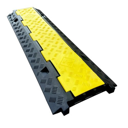 2 Pack Rubber Cable Ramp Hose Cable Protector Ramp 3 Channel 22000Lbs Load Capacity Traffic Speed Bump Wires Power Lines Extension Cord Cover for Indoor Outdoor (22000Lbs-3Channel-2Pack)