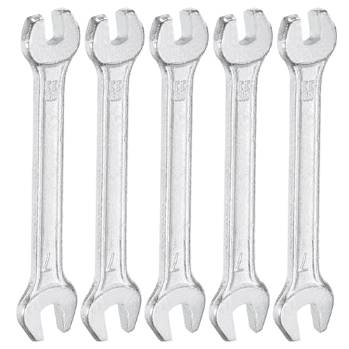 5pcs Double Open End Wrench 5.5mm x 7mm Metric 15 Degree Offset Angle Small Flat Head Wrench Galvanizing Open Ended Spanner for Automotive Repair Furniture Assembly (5.5mm x 7mm)
