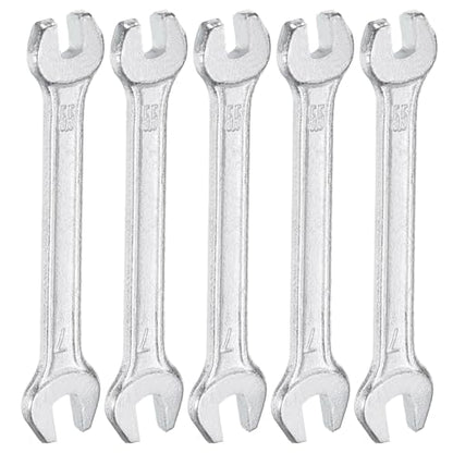 5pcs Double Open End Wrench 5.5mm x 7mm Metric 15 Degree Offset Angle Small Flat Head Wrench Galvanizing Open Ended Spanner for Automotive Repair Furniture Assembly (5.5mm x 7mm)