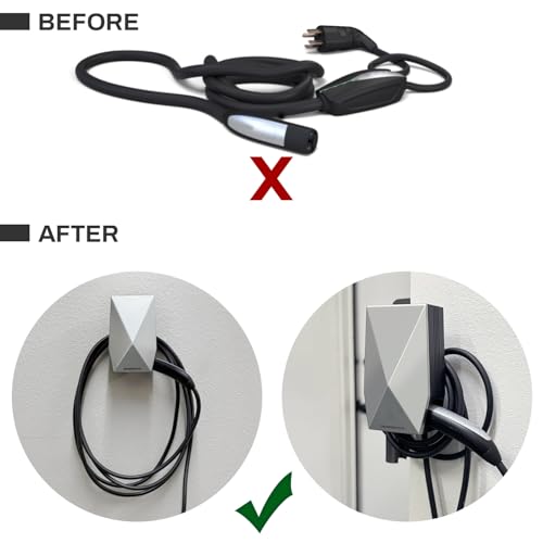 Aluminum Charging Cable Holder Wall Mount for Tesla Charger (Aluminum Silver)